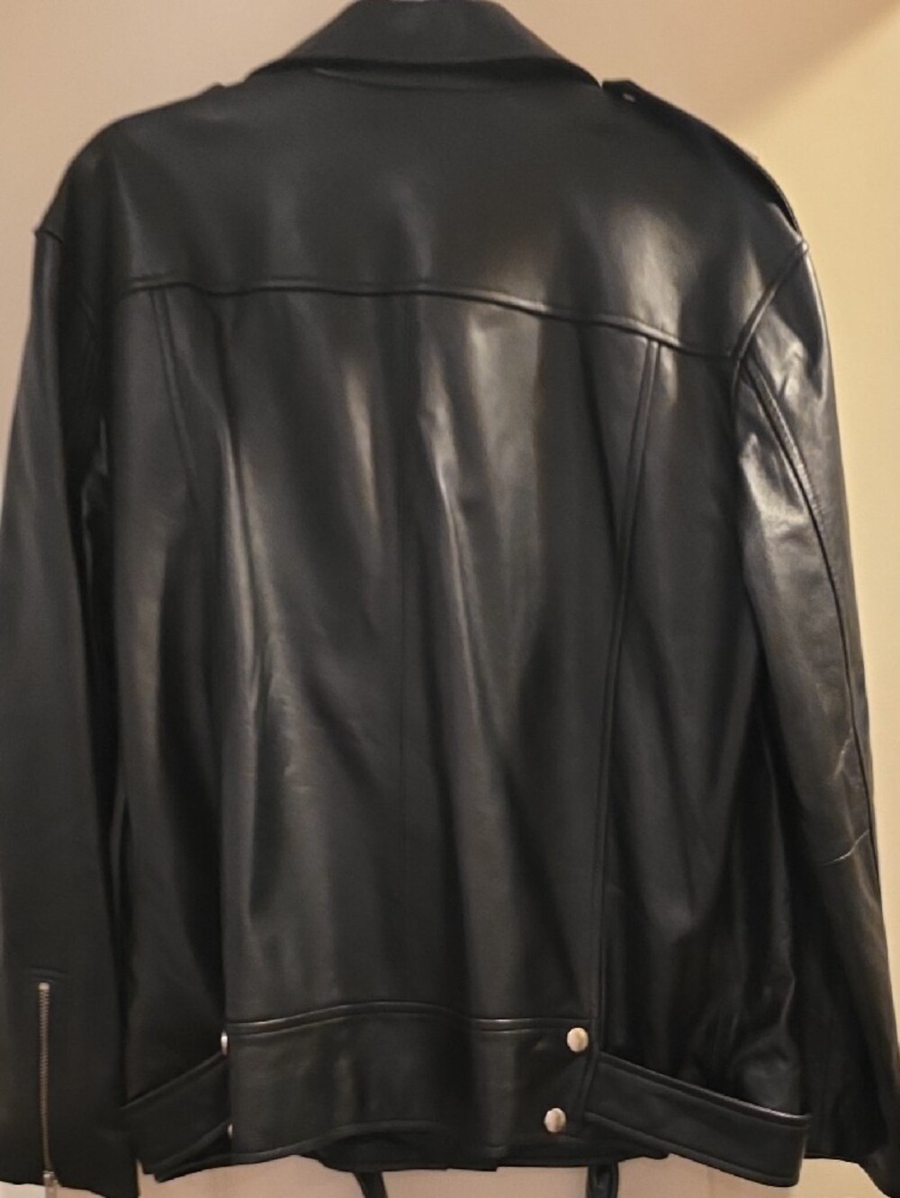 ANTONIO MELANI Black Genuine Leather Asymmetric Biker Jacket - Picture 7 of 11